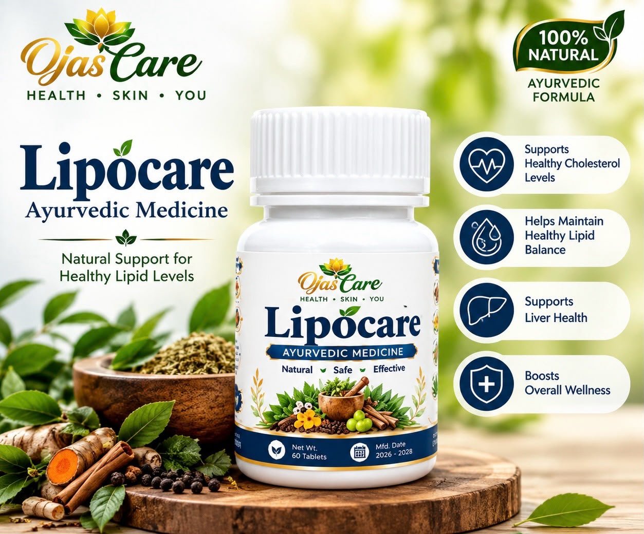 Ojas Lipocare tablets bottle by Ojas Care
